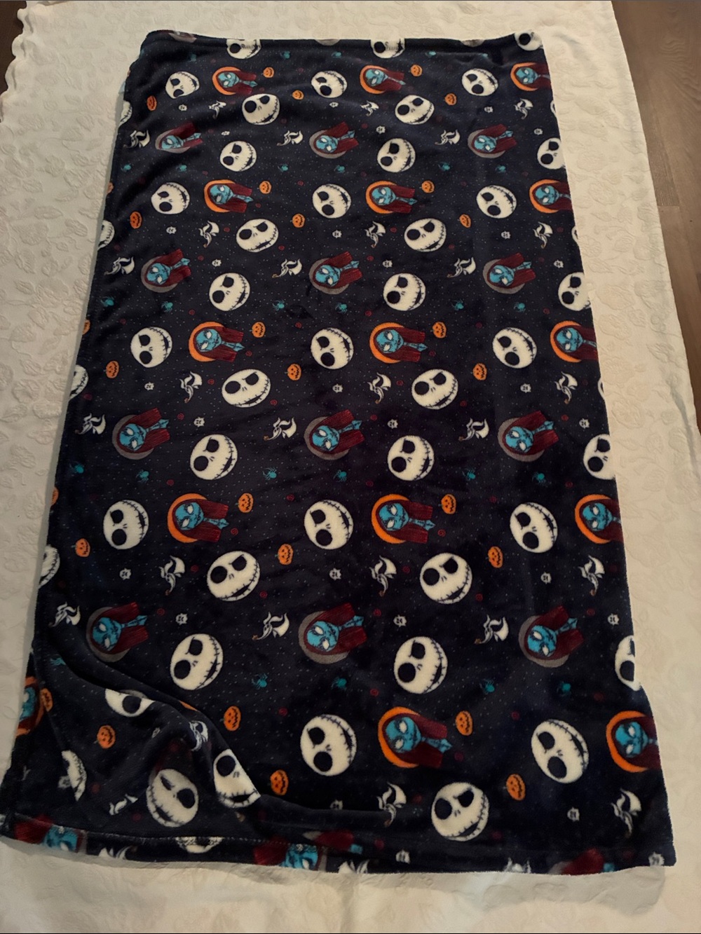 Nightmare Before Christmas Jack Skellington Plush Throw Blanket - Navy 57”x66”